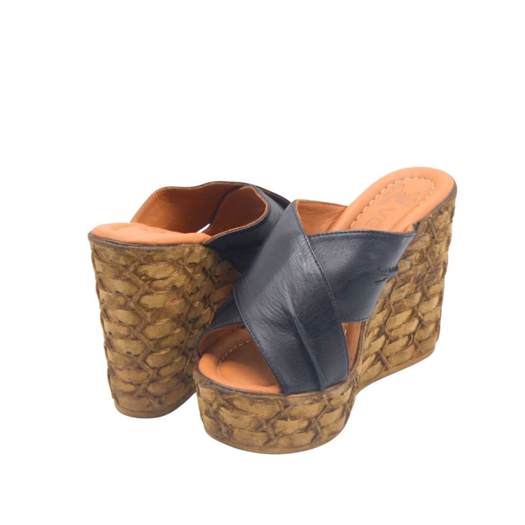 Venüs Deri Kadın Dolgu Topuk Terlik Siyah 2112202Y - Thumbnail