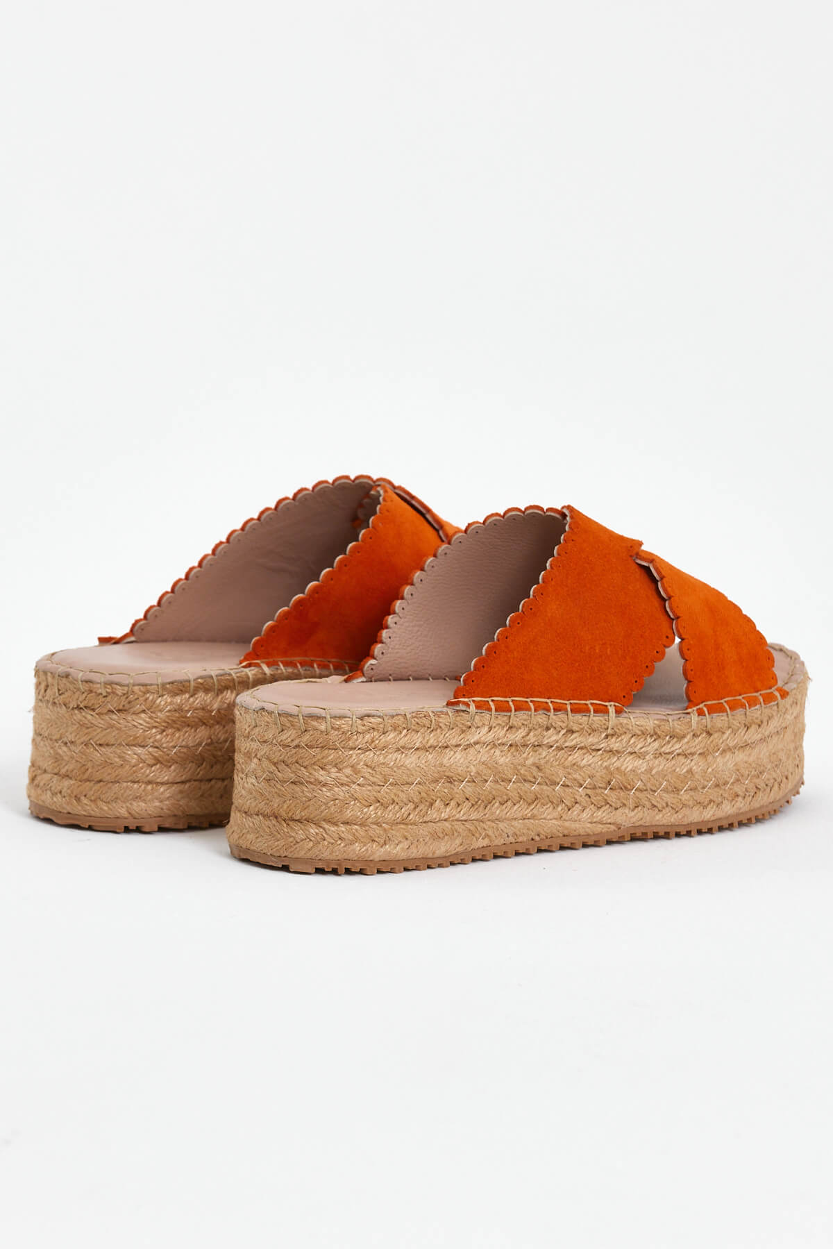 Kadın Hasır Tabanlı Comfort Süet Deri Terlik Oranj 2317006Y - Thumbnail