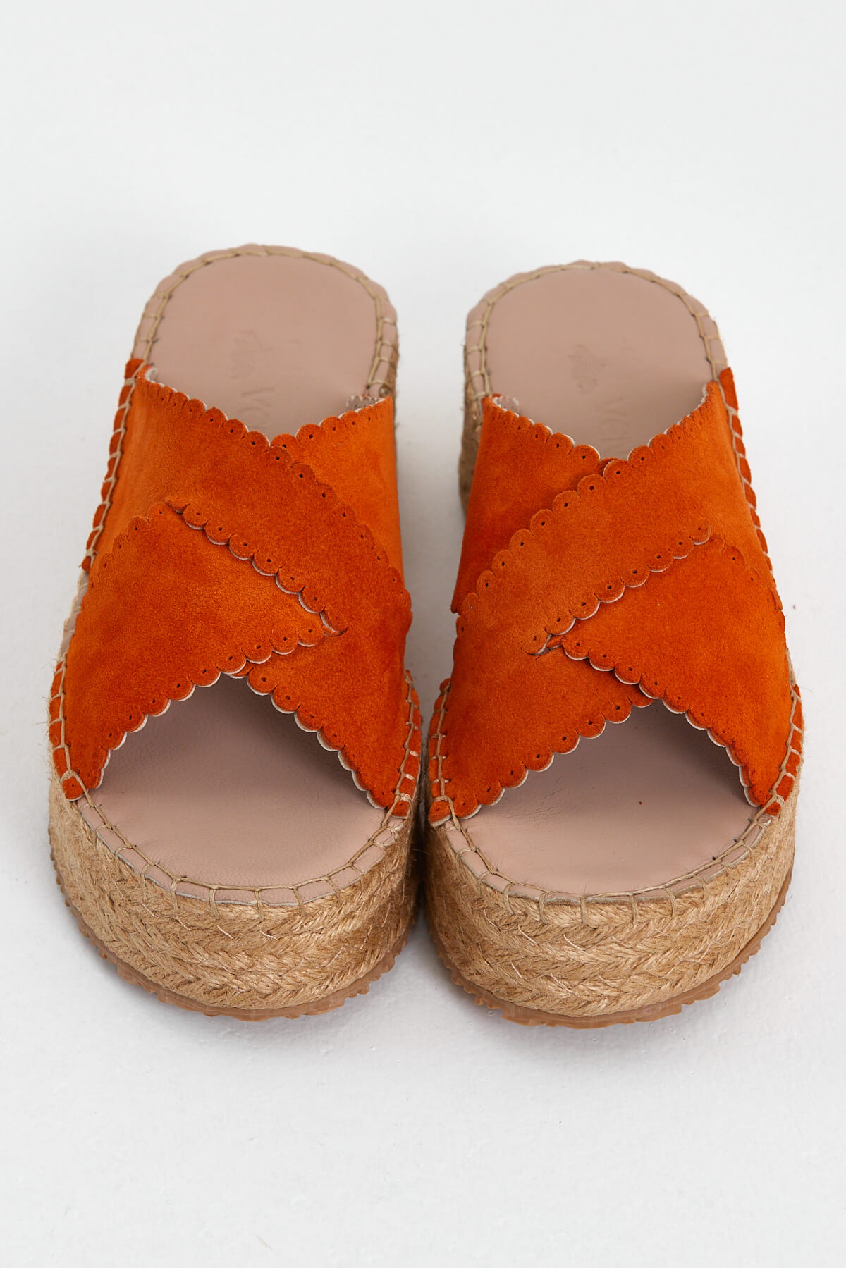 Kadın Hasır Tabanlı Comfort Süet Deri Terlik Oranj 2317006Y