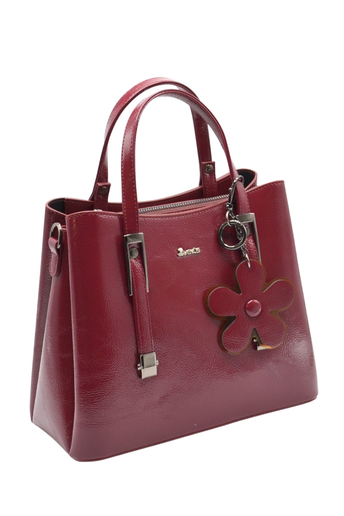 Venüs Deri Kadın Rugan Kol Çantası Kırmızı C2490807K - Thumbnail