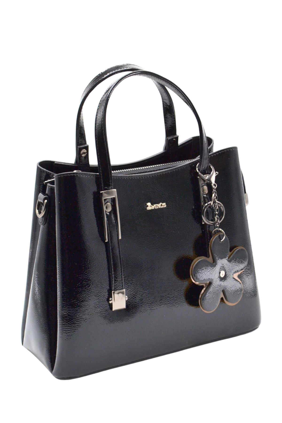 Venüs Deri Kadın Rugan Kol Çantası Siyah C2490807K