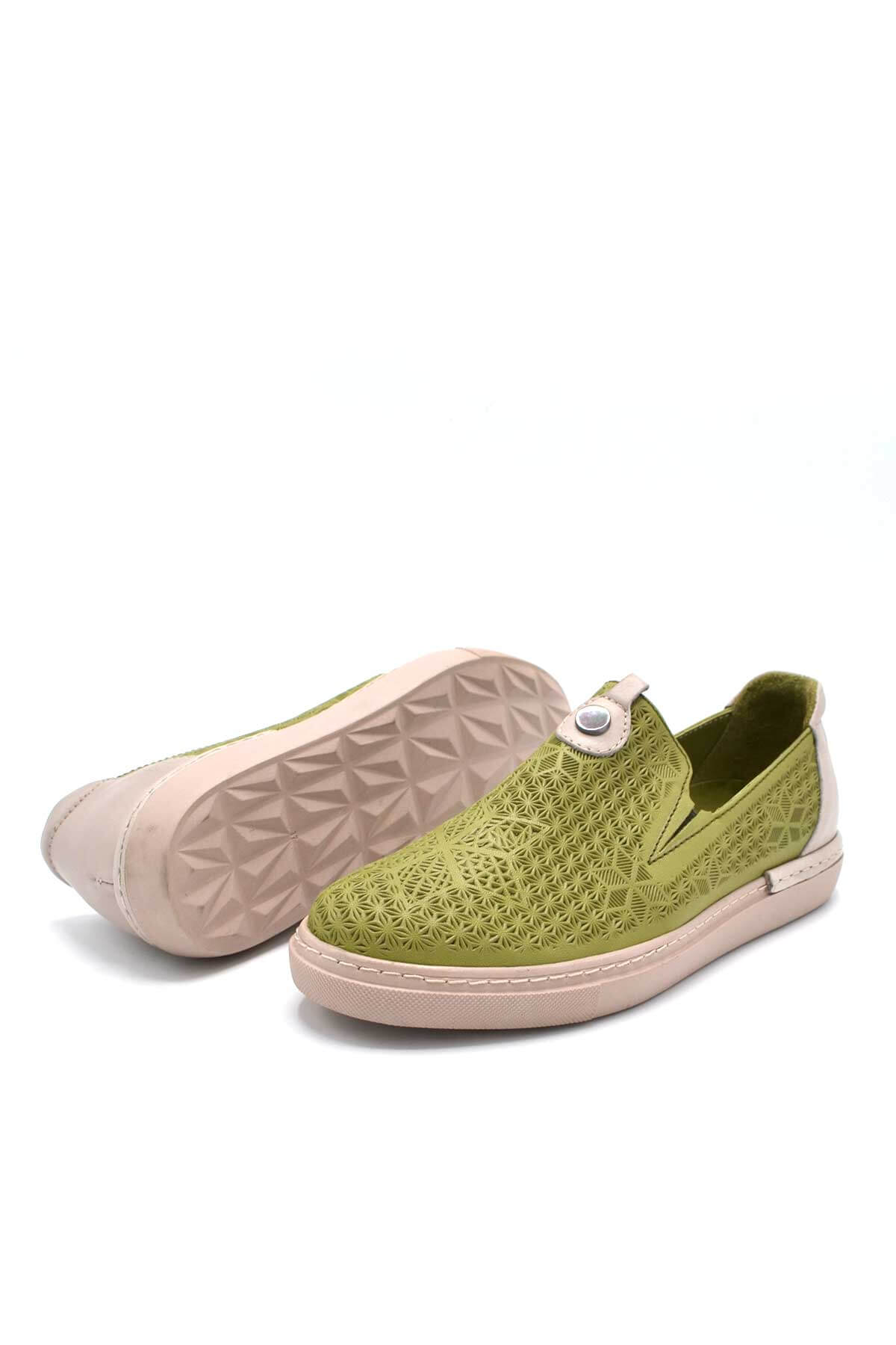 Kadın Spor Deri Sneakers Yeşil 2211302Y - Thumbnail