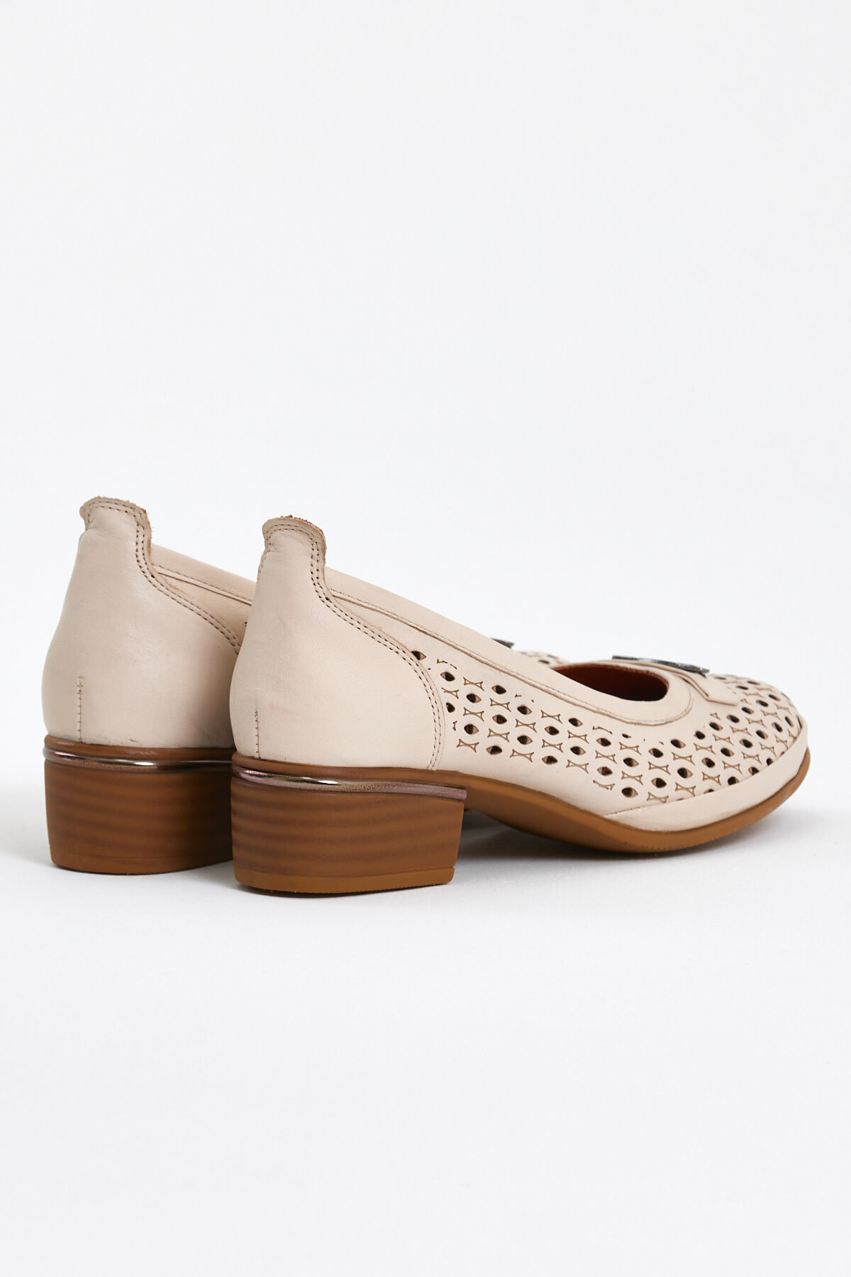 Kadın Topuklu Deri Ayakkabı Bej 2312502Y - Thumbnail
