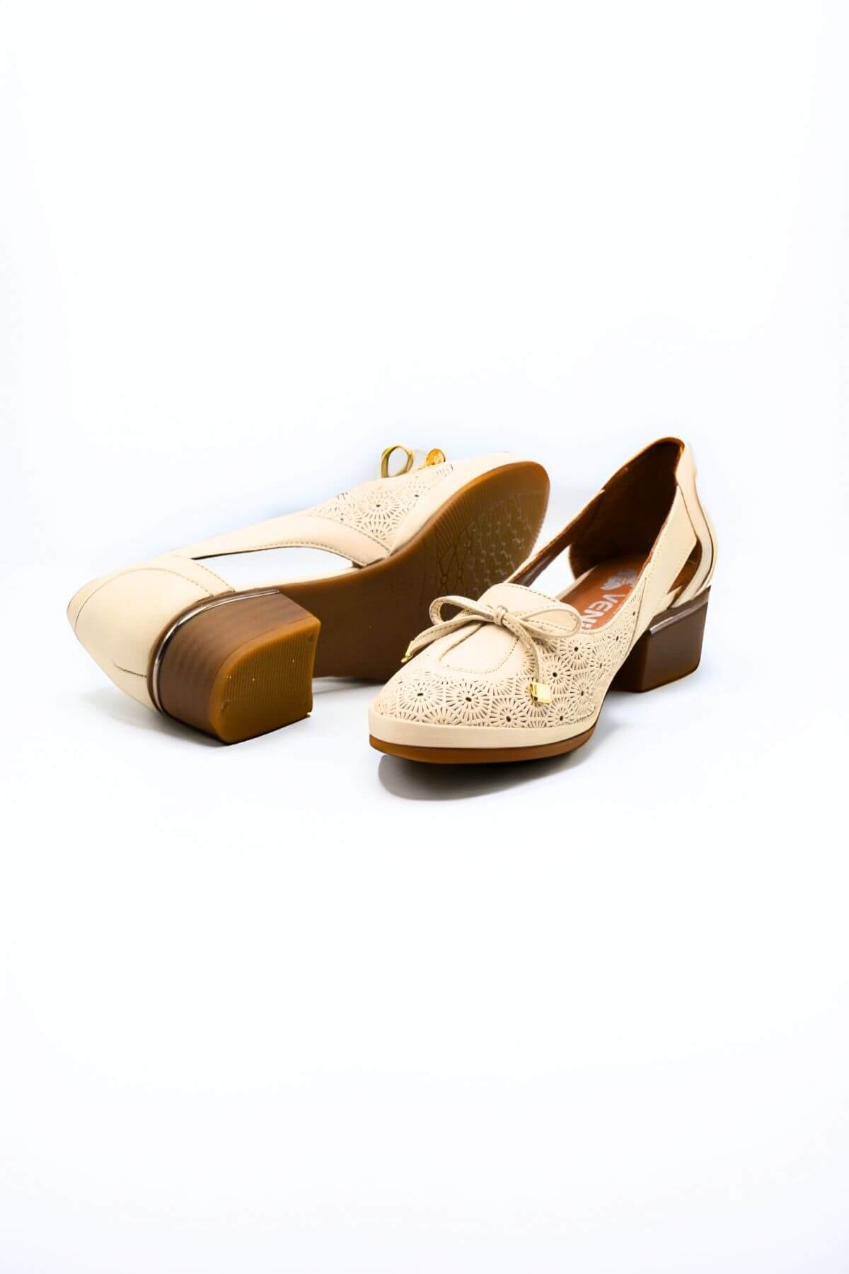 Kadın Topuklu Deri Ayakkabı Bej 2312522Y - Thumbnail