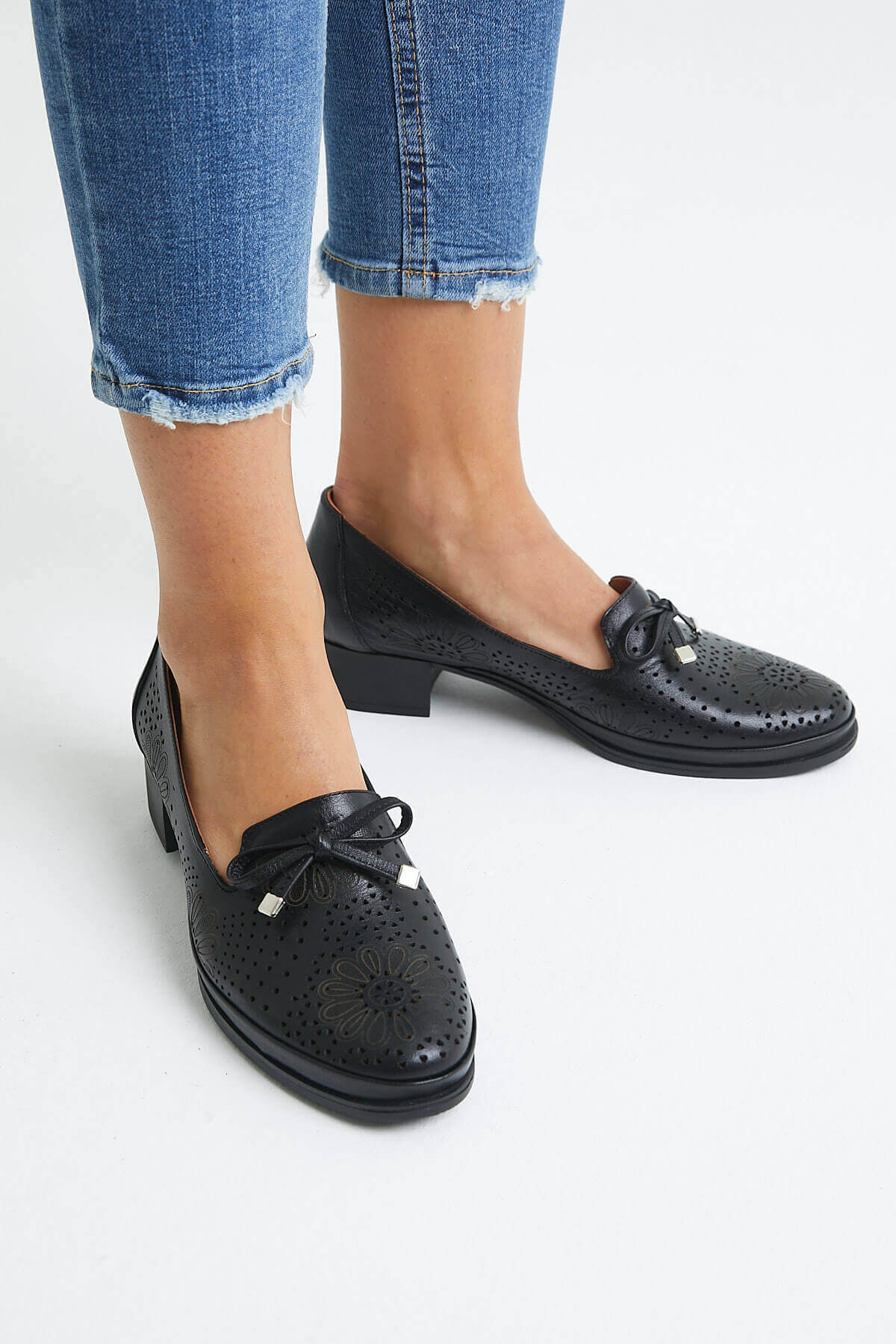 Kadın Topuklu Deri Ayakkabı Siyah 1709214Y - Thumbnail