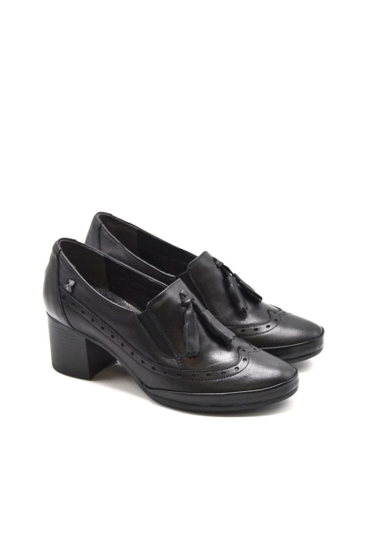 Kadın Topuklu Deri Ayakkabı Siyah 1911943K - Thumbnail