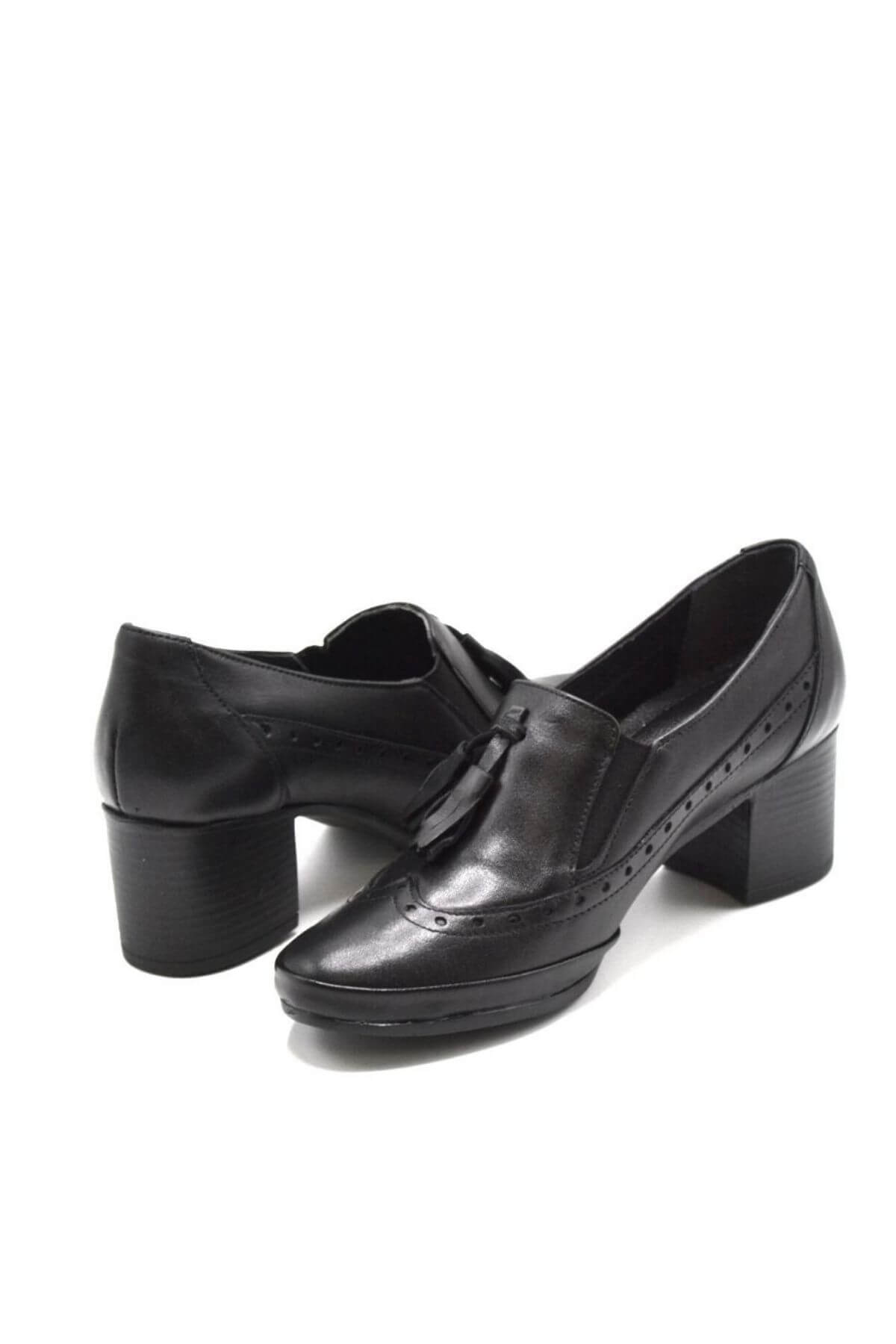 Kadın Topuklu Deri Ayakkabı Siyah 1911943K - Thumbnail