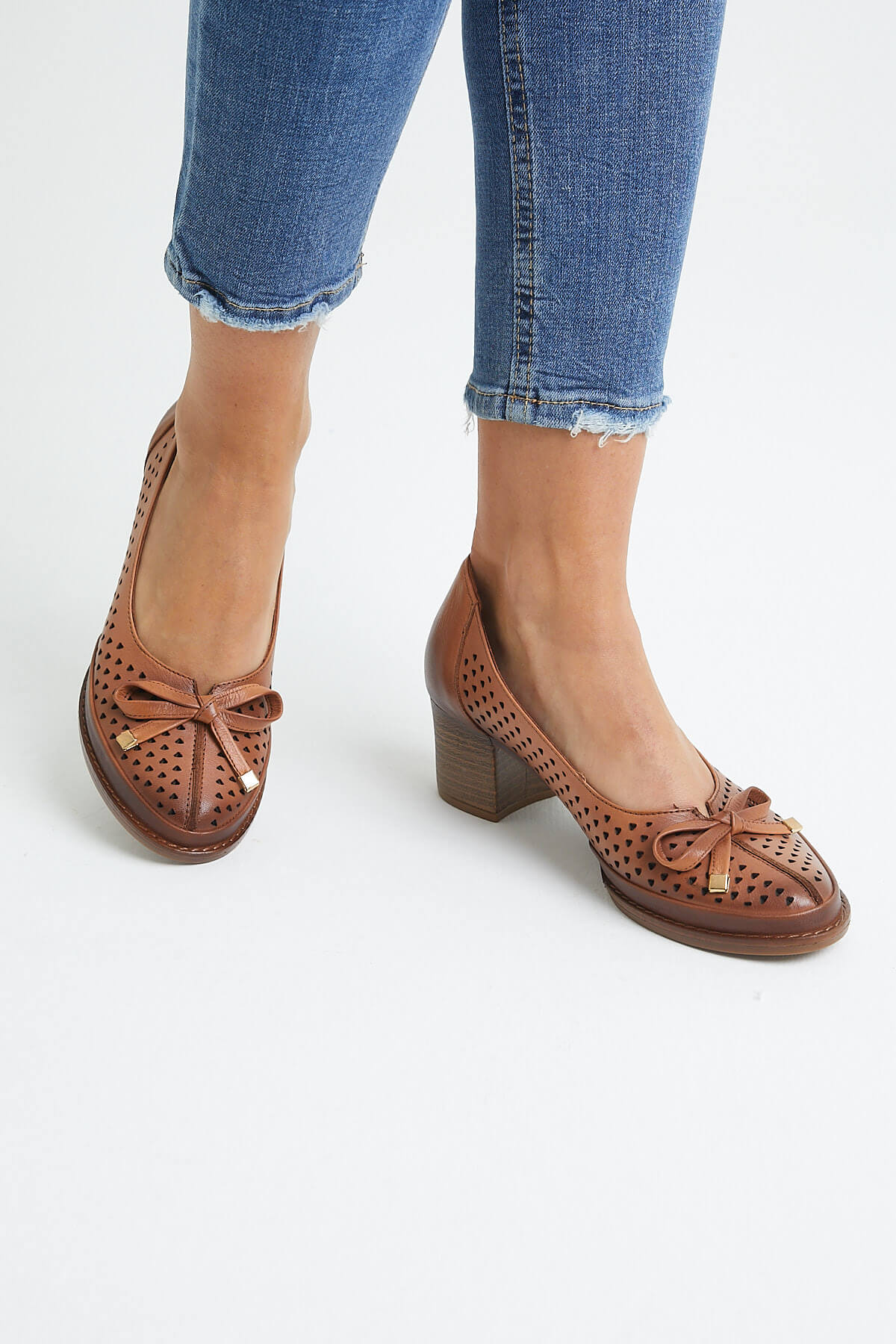 Kadın Topuklu Deri Ayakkabı Taba 2113301Y - Thumbnail