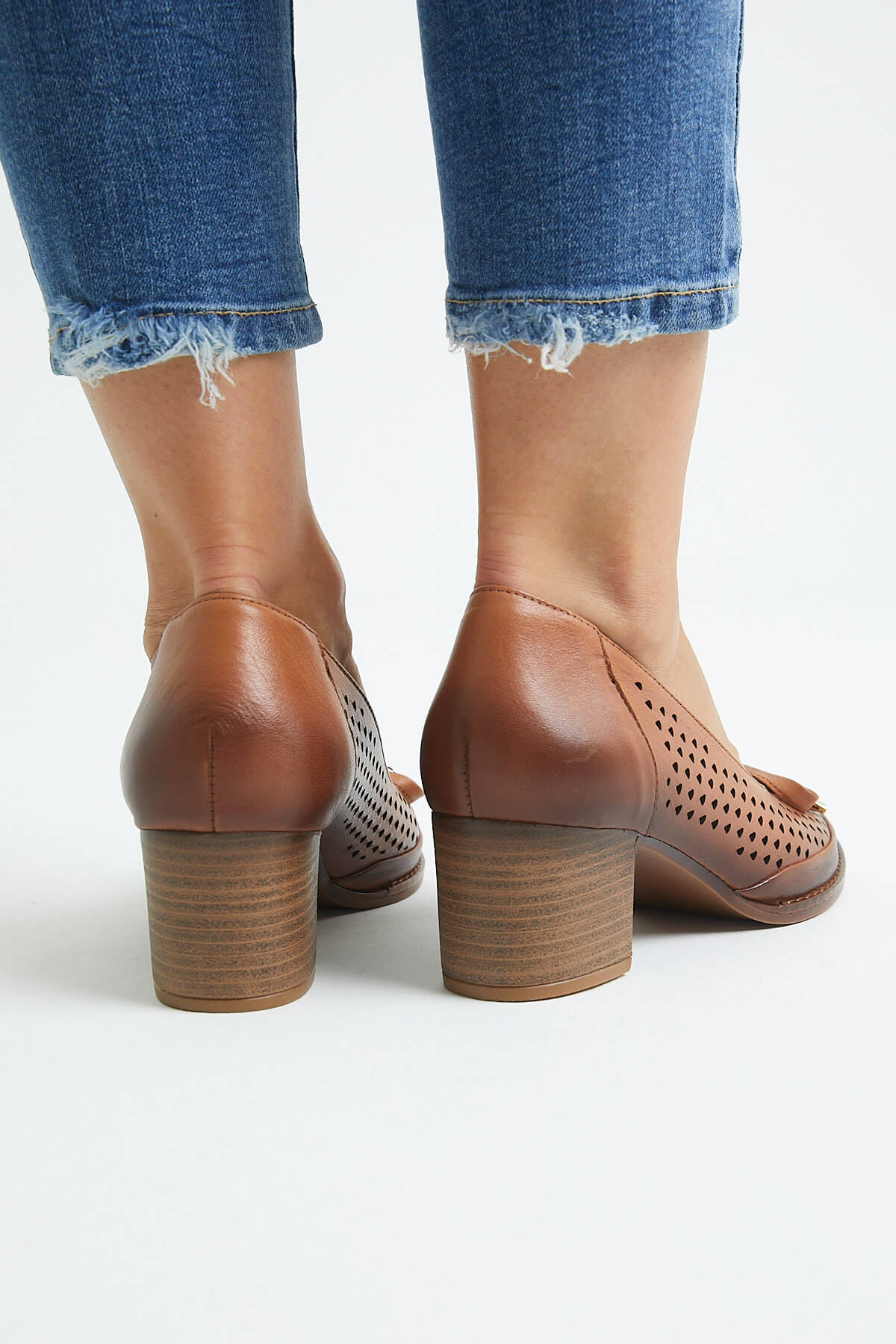Kadın Topuklu Deri Ayakkabı Taba 2113301Y - Thumbnail