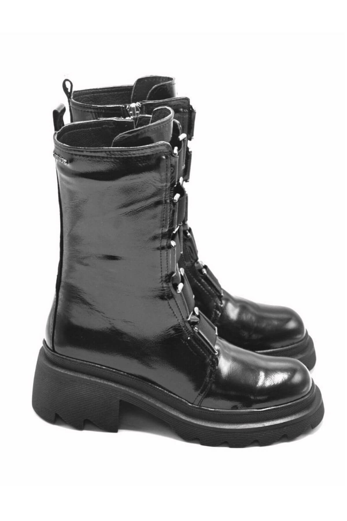 Venüs - Venüs Deri Kadın Rugan Casual Bot Siyah 2153923K