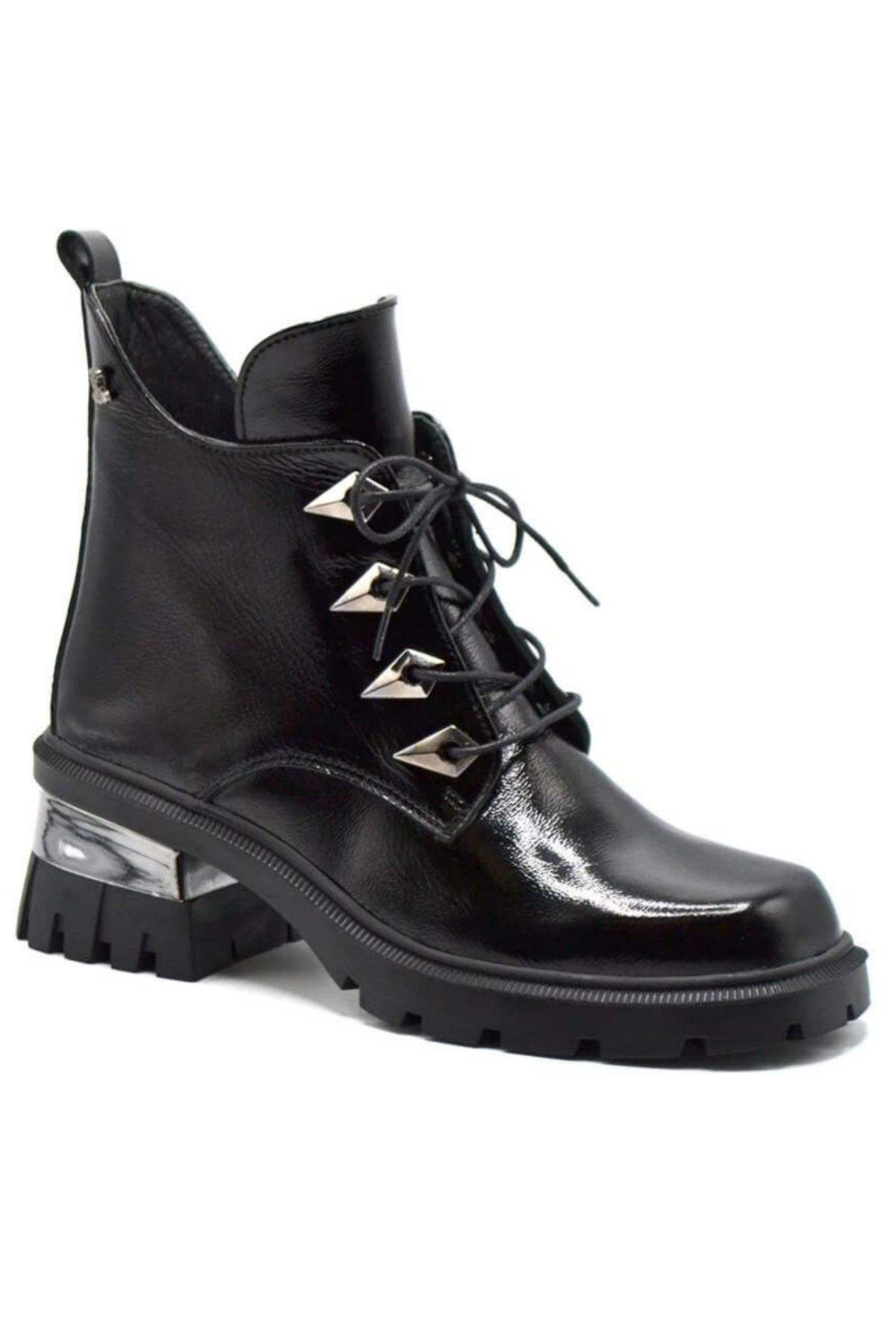 Venüs Deri Kadın Rugan Casual Bot Siyah 2353904K - Thumbnail