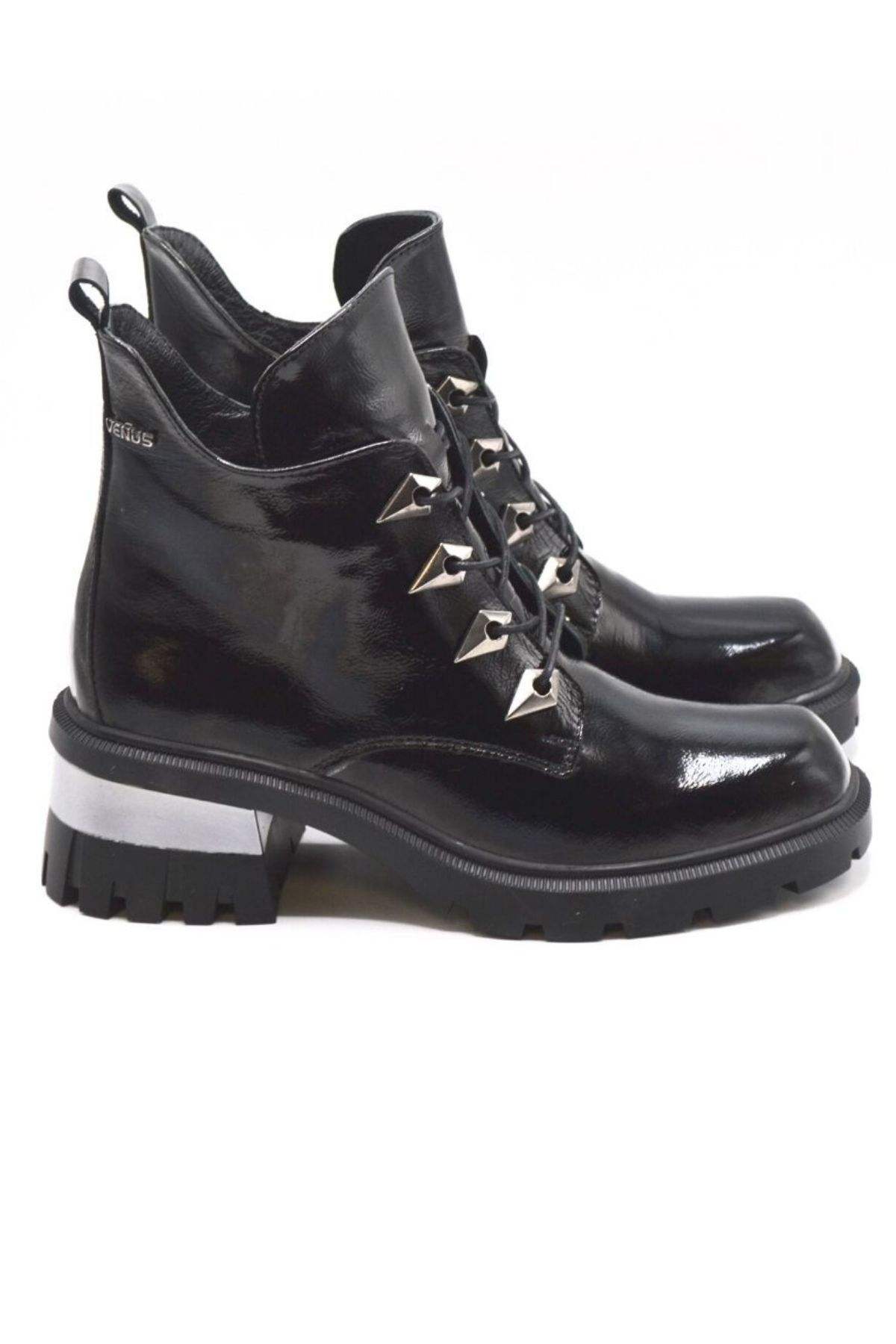 Venüs Deri Kadın Rugan Casual Bot Siyah 2353904K