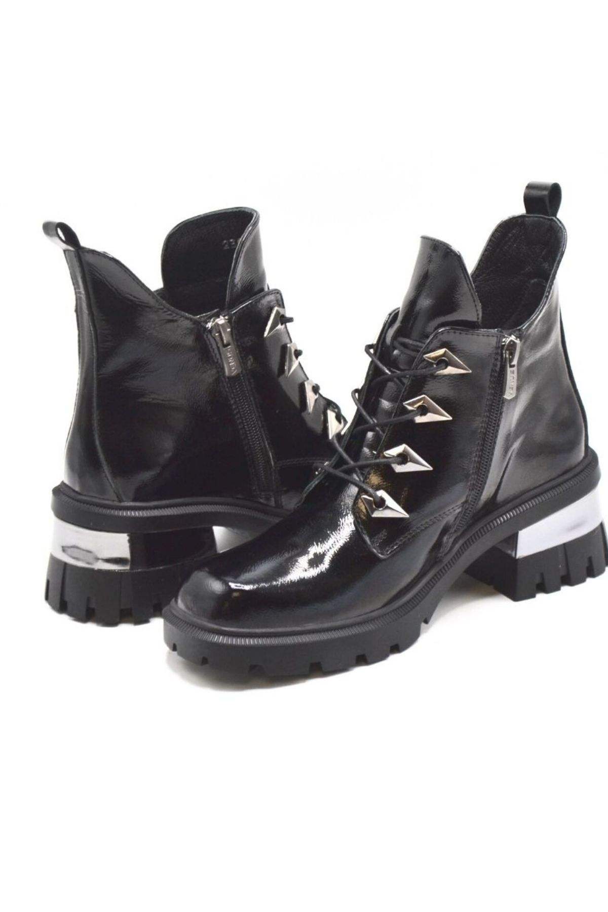 Venüs Deri Kadın Rugan Casual Bot Siyah 2353904K - Thumbnail