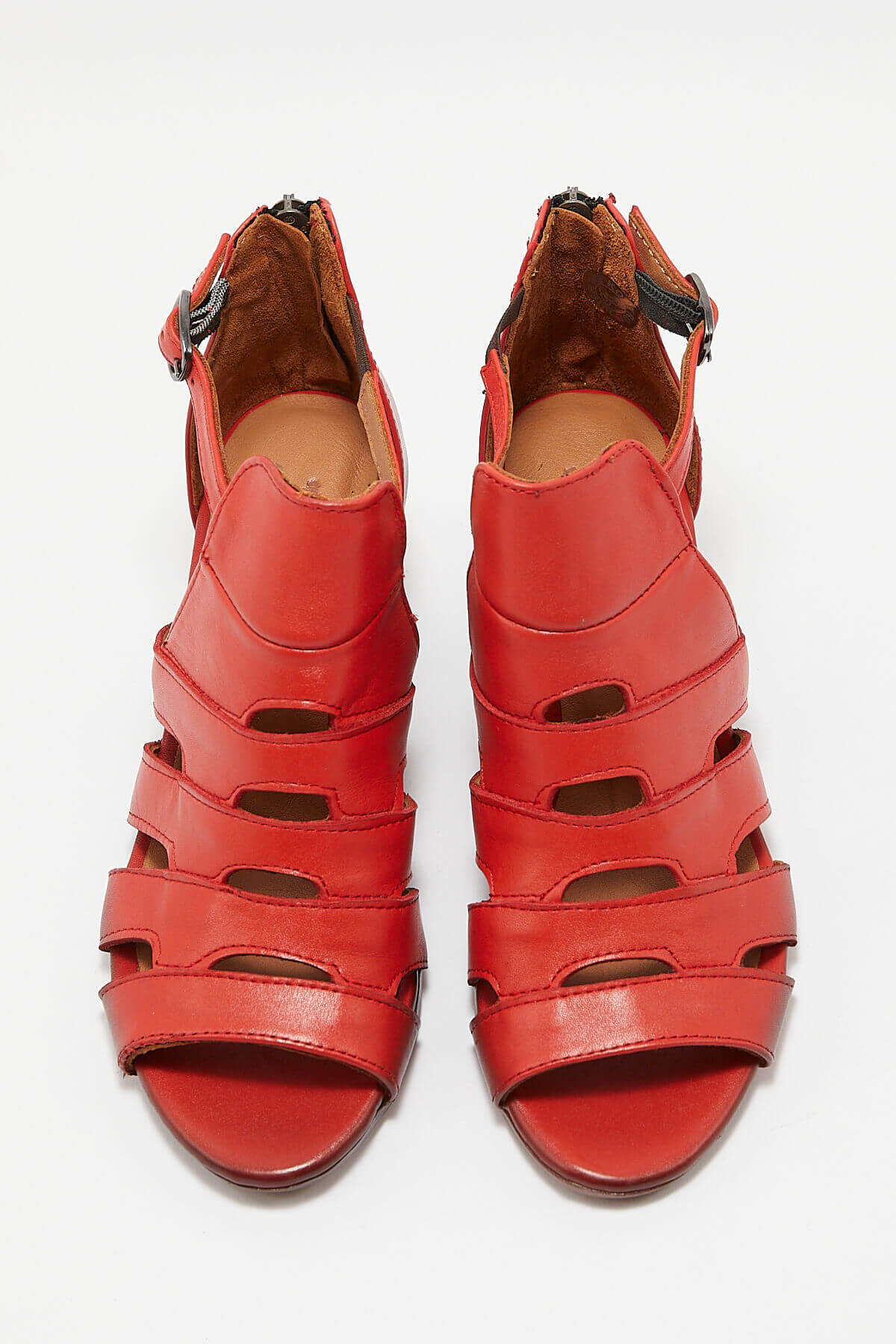 Kadın Topuklu Deri Sandalet Kırmızı 1857211Y