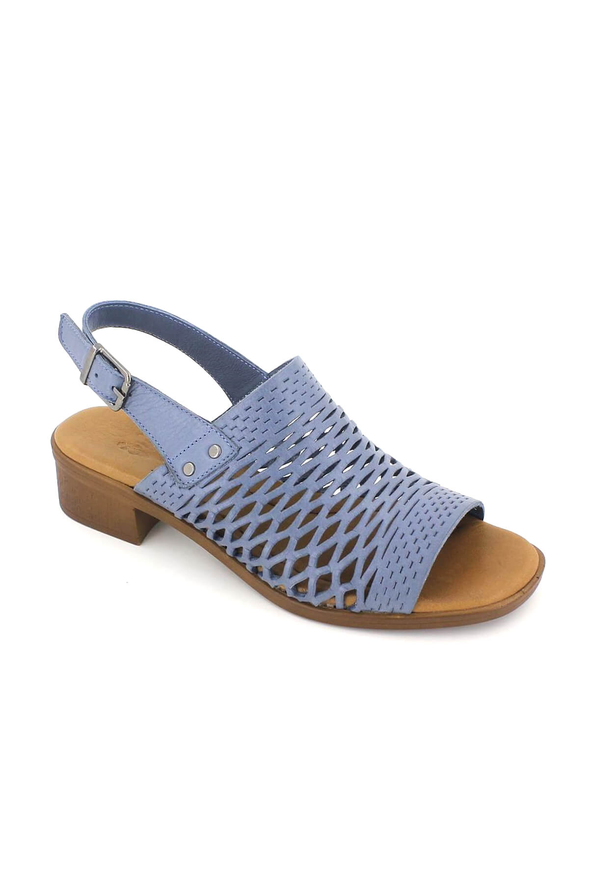 Kadın Topuklu Deri Sandalet Mavi 21986001