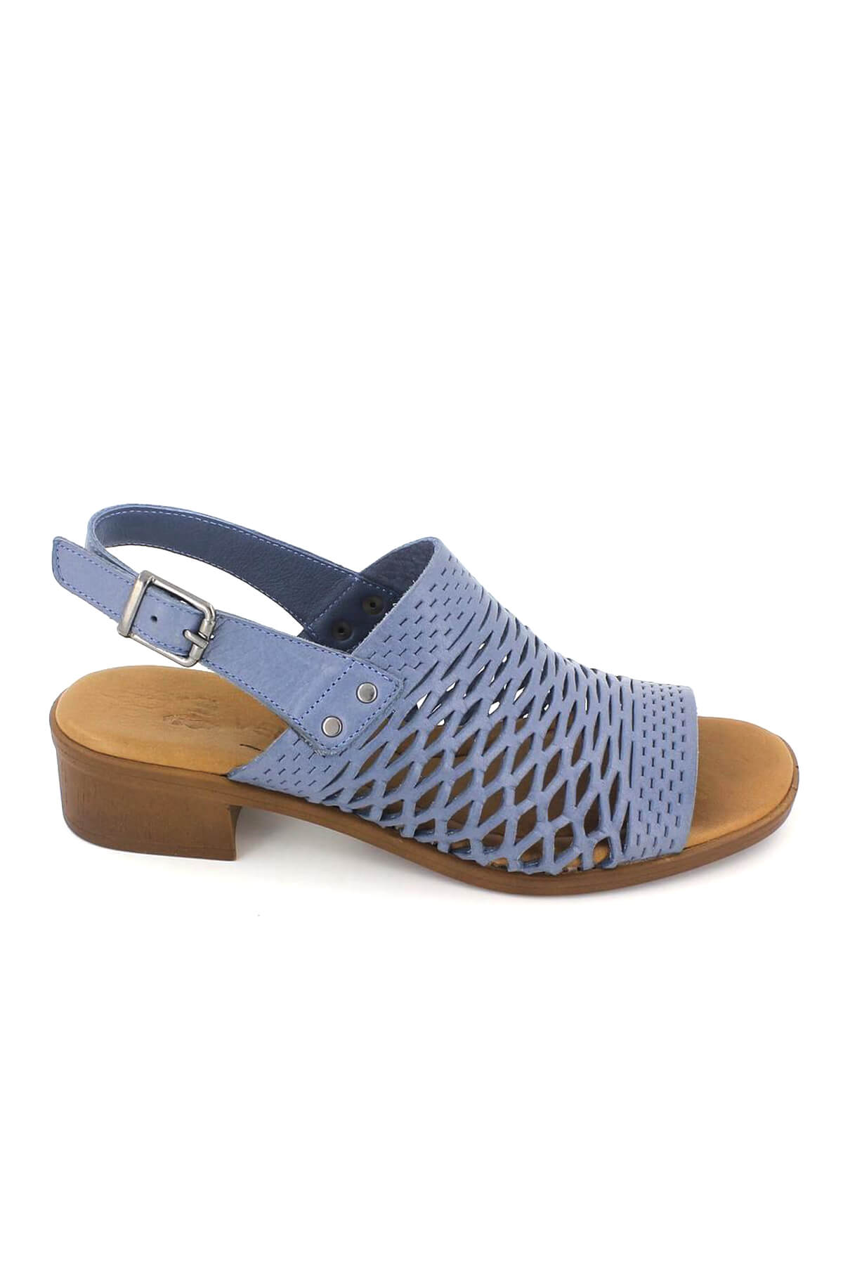 Kadın Topuklu Deri Sandalet Mavi 21986001