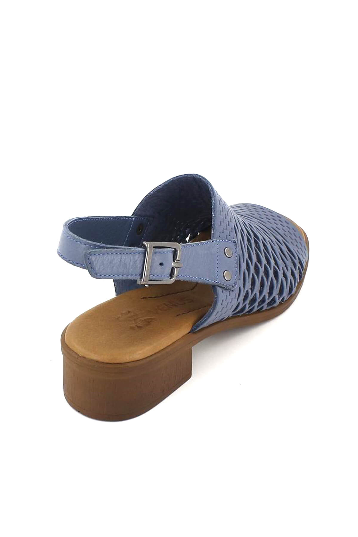 Kadın Topuklu Deri Sandalet Mavi 21986001 - Thumbnail