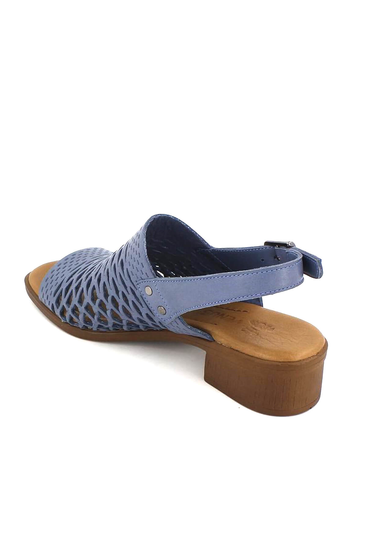 Kadın Topuklu Deri Sandalet Mavi 21986001 - Thumbnail