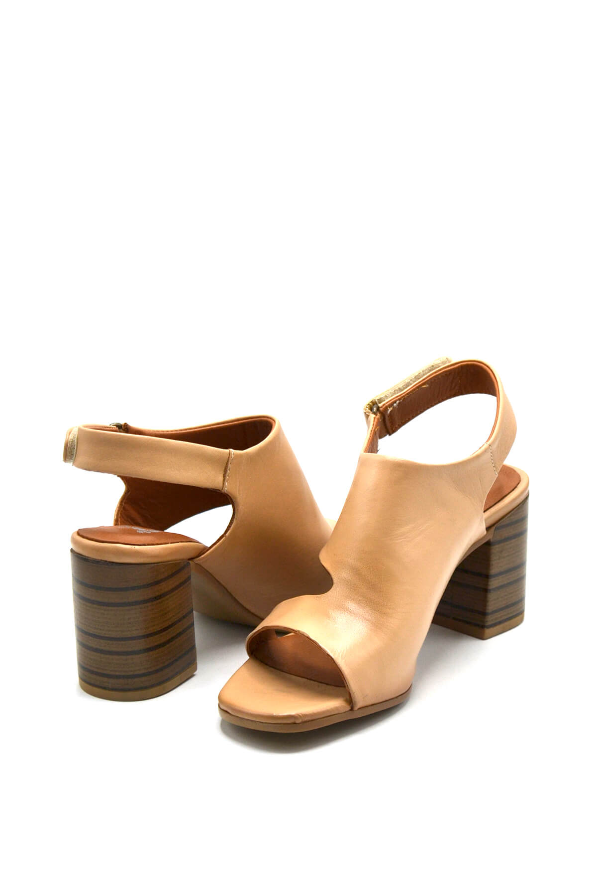 Kadın Topuklu Deri Sandalet Nude 2108502Y