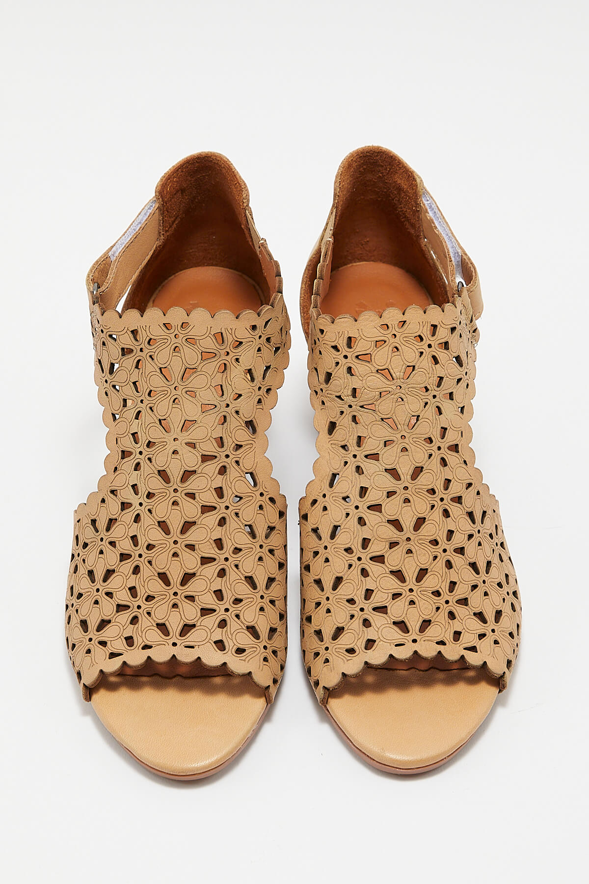 Kadın Topuklu Deri Sandalet Nut 1857215Y
