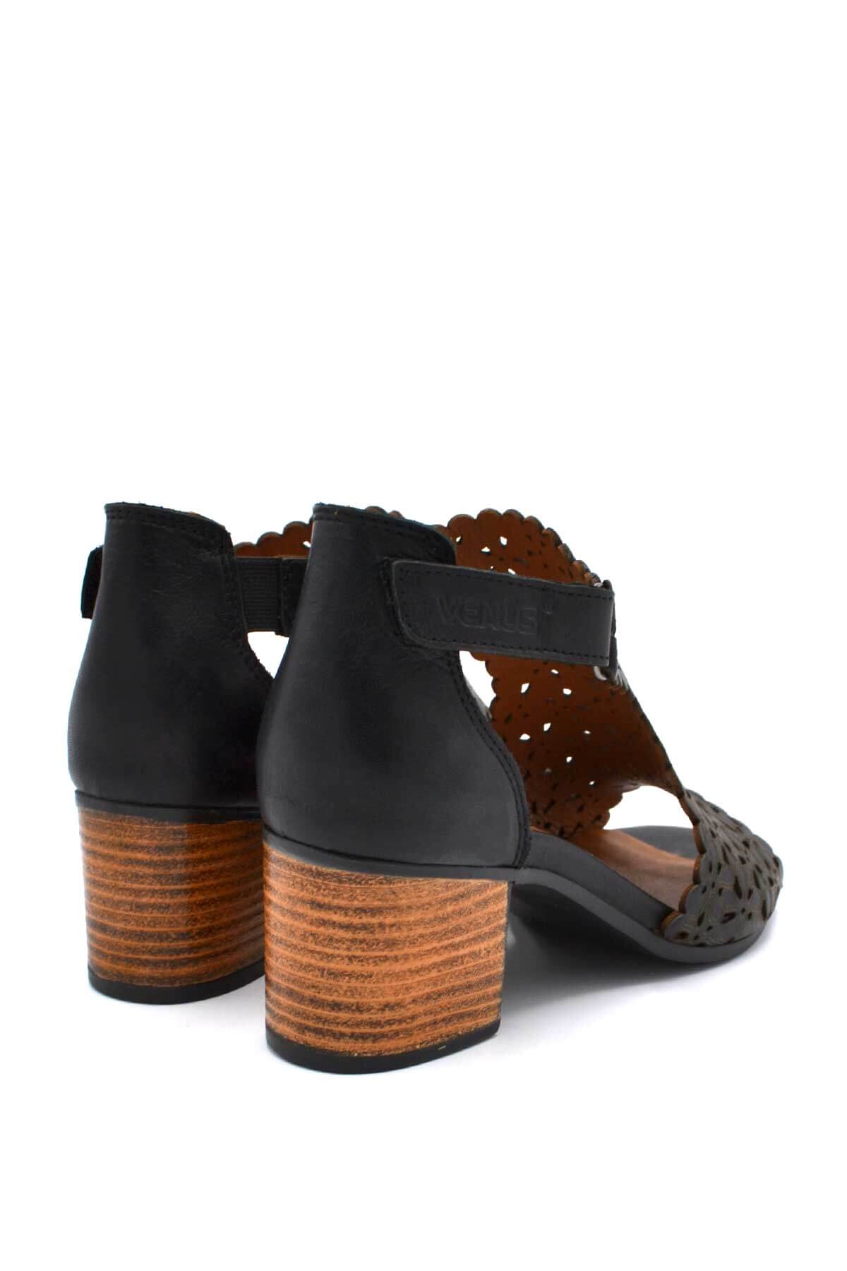 Kadın Topuklu Deri Sandalet Siyah 1857215Y - Thumbnail