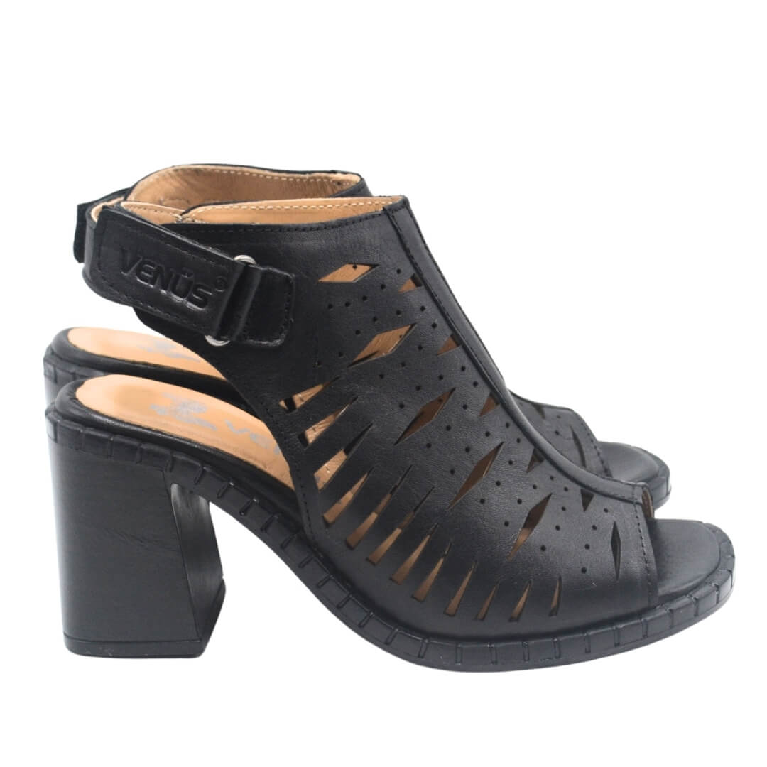 Venüs - Venüs Deri Kadın Topuklu Sandalet Siyah 2511905Y Venüs - Venüs Deri Kadın Topuklu Sandalet Siyah 2511905Y