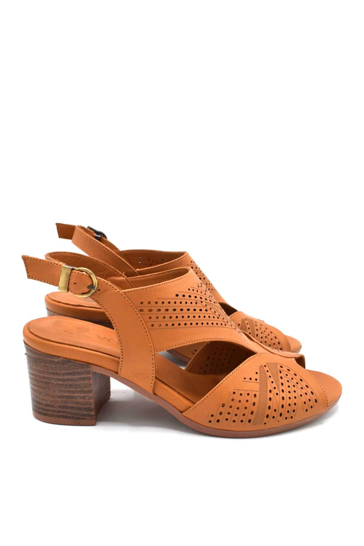 Venüs Deri Kadın Topuklu Sandalet Taba 1857213Y