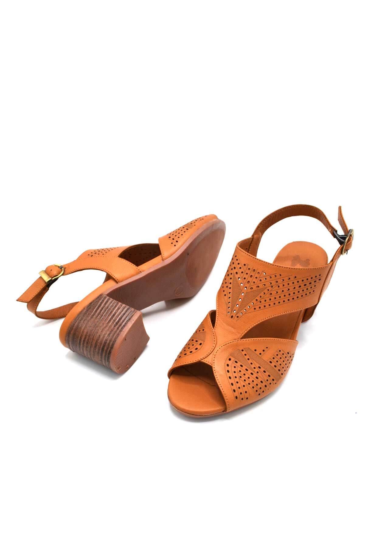 Venüs Deri Kadın Topuklu Sandalet Taba 1857213Y