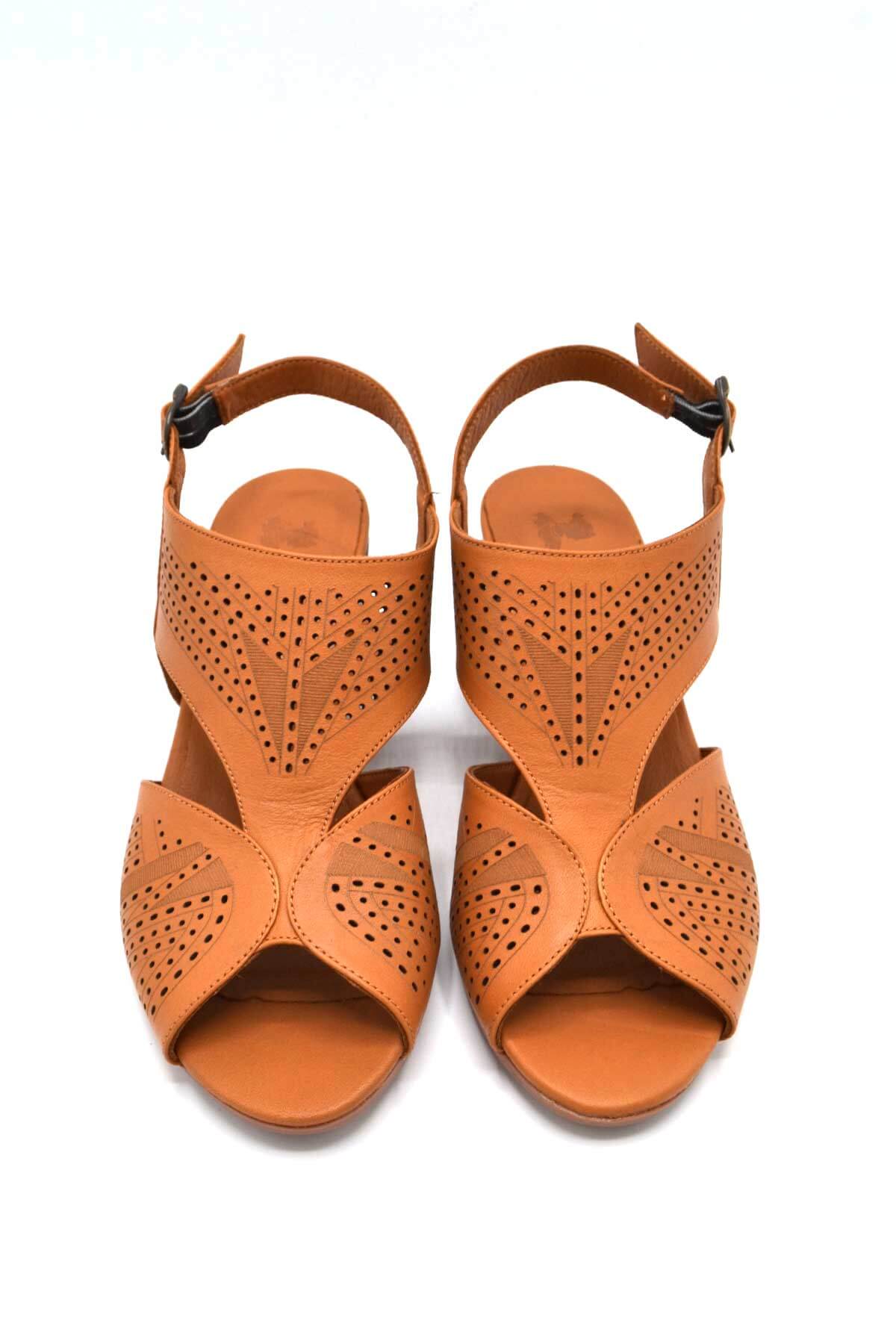 Venüs Deri Kadın Topuklu Sandalet Taba 1857213Y