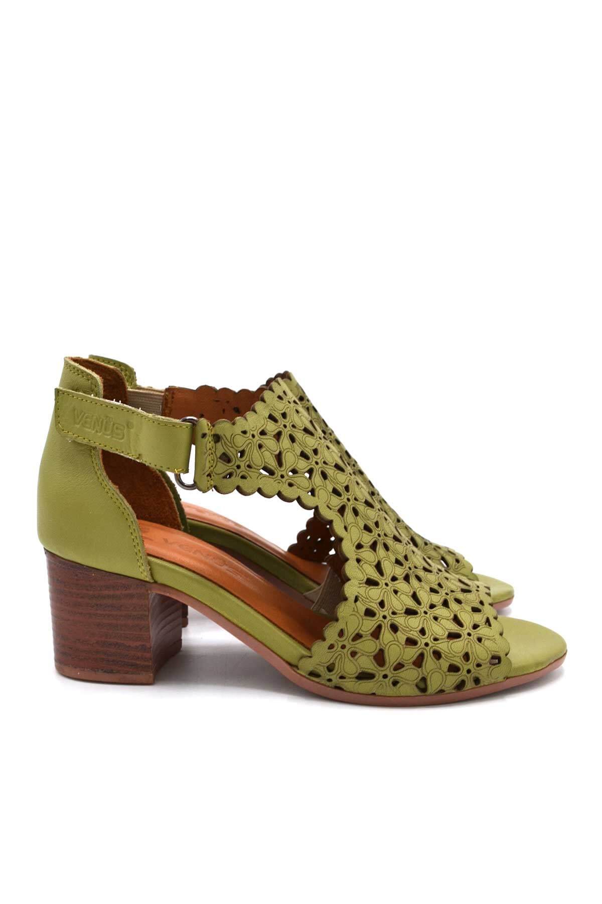 Kadın Topuklu Deri Sandalet Yeşil 1857215Y - Thumbnail