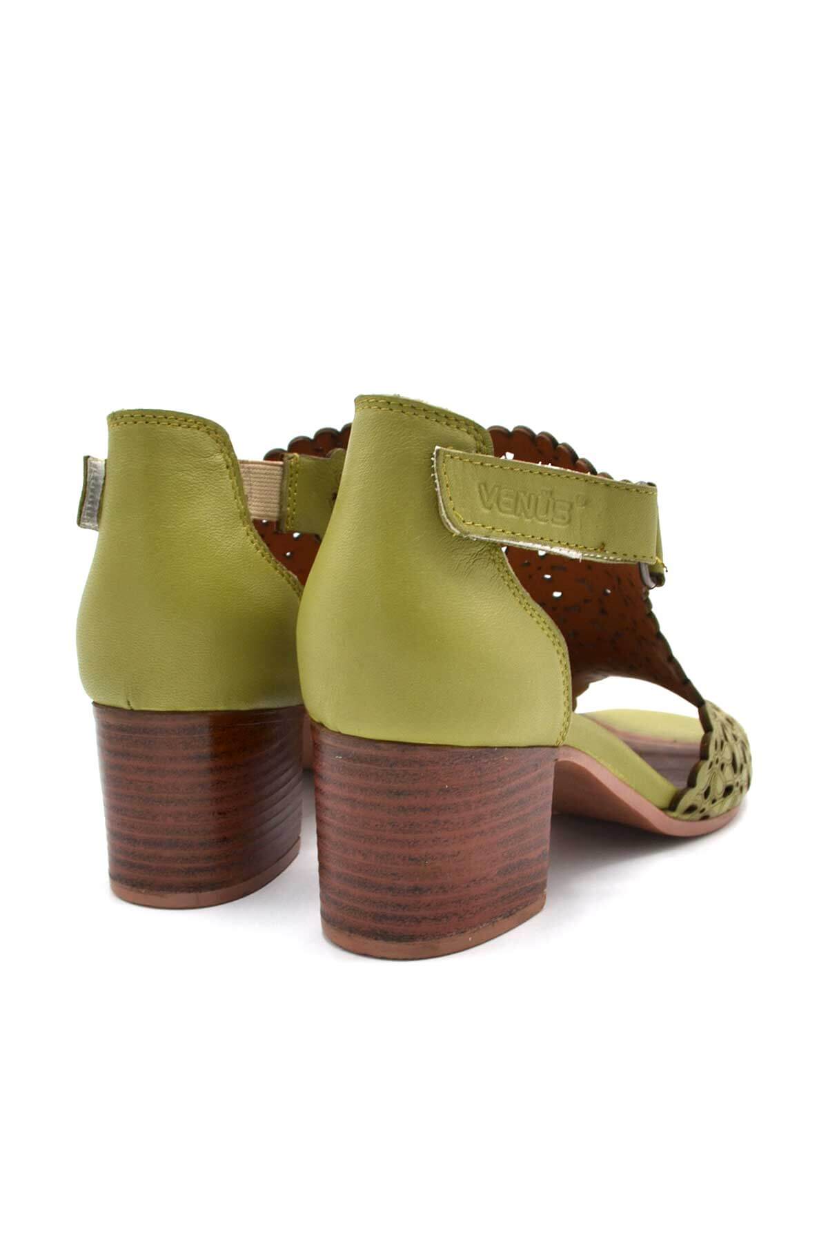 Kadın Topuklu Deri Sandalet Yeşil 1857215Y
