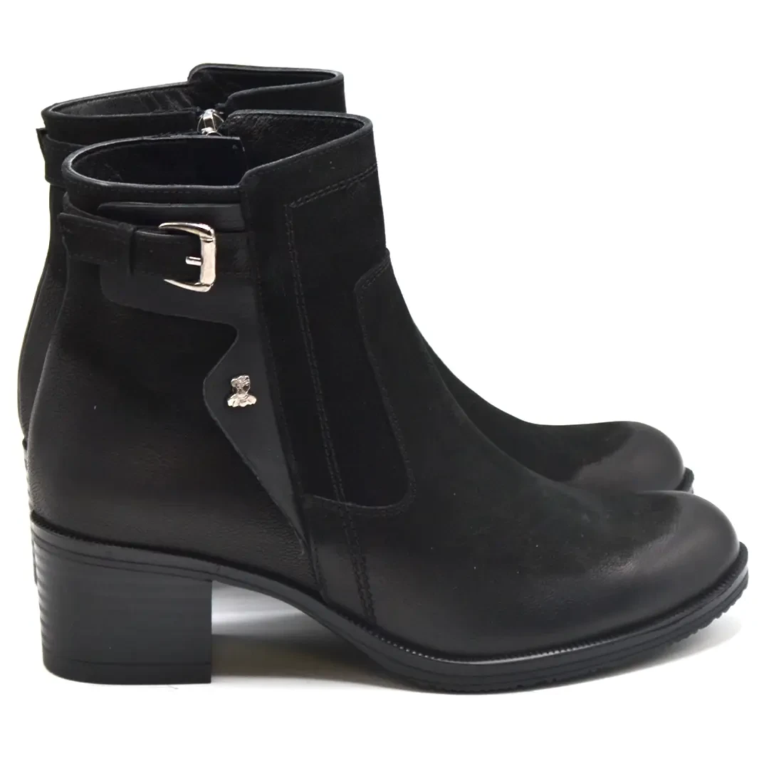 Venüs - Venüs Deri Kadın Süet Topuklu Bot Siyah 1779011K