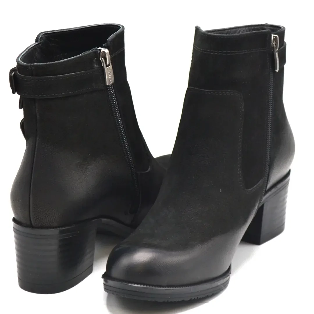 Venüs Deri Kadın Süet Topuklu Bot Siyah 1779011K - Thumbnail