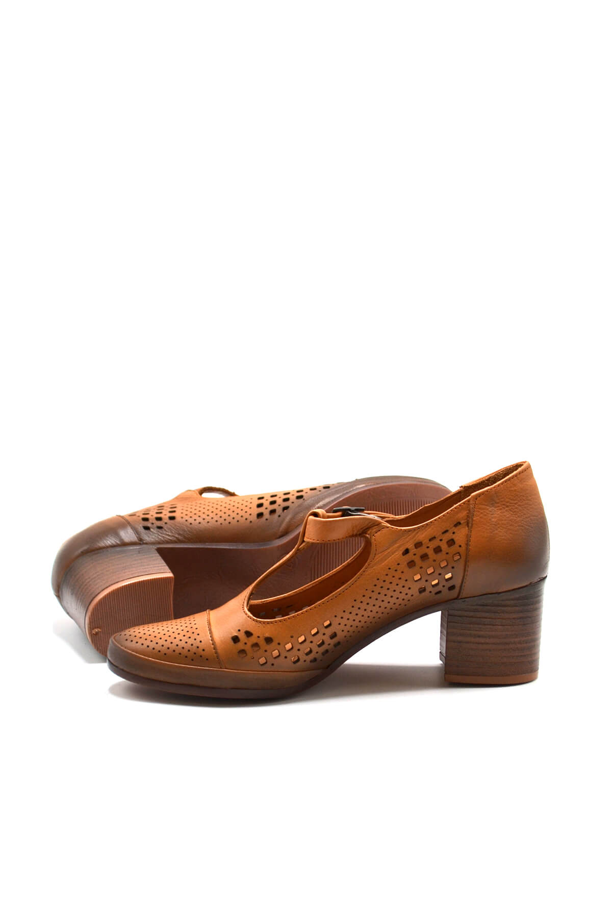 Kadın Yazlık Topuklu Deri Ayakkabı Taba 1911923Y - Thumbnail