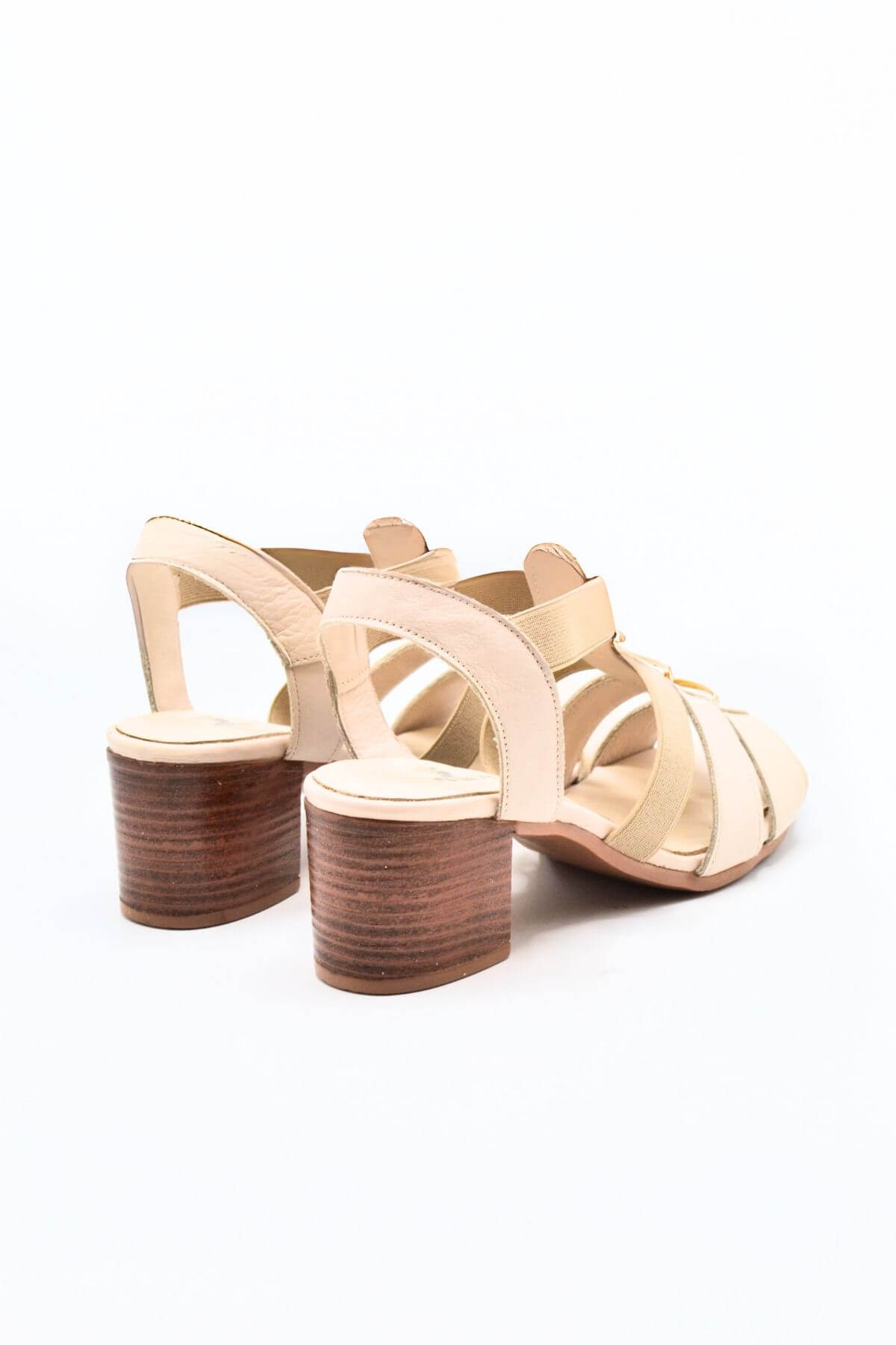 Kadın Yazlık Topuklu Deri Sandalet Bej 1857227Y - Thumbnail