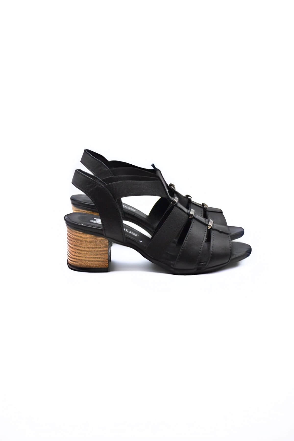 Kadın Yazlık Topuklu Deri Sandalet Siyah 1857227Y - Thumbnail