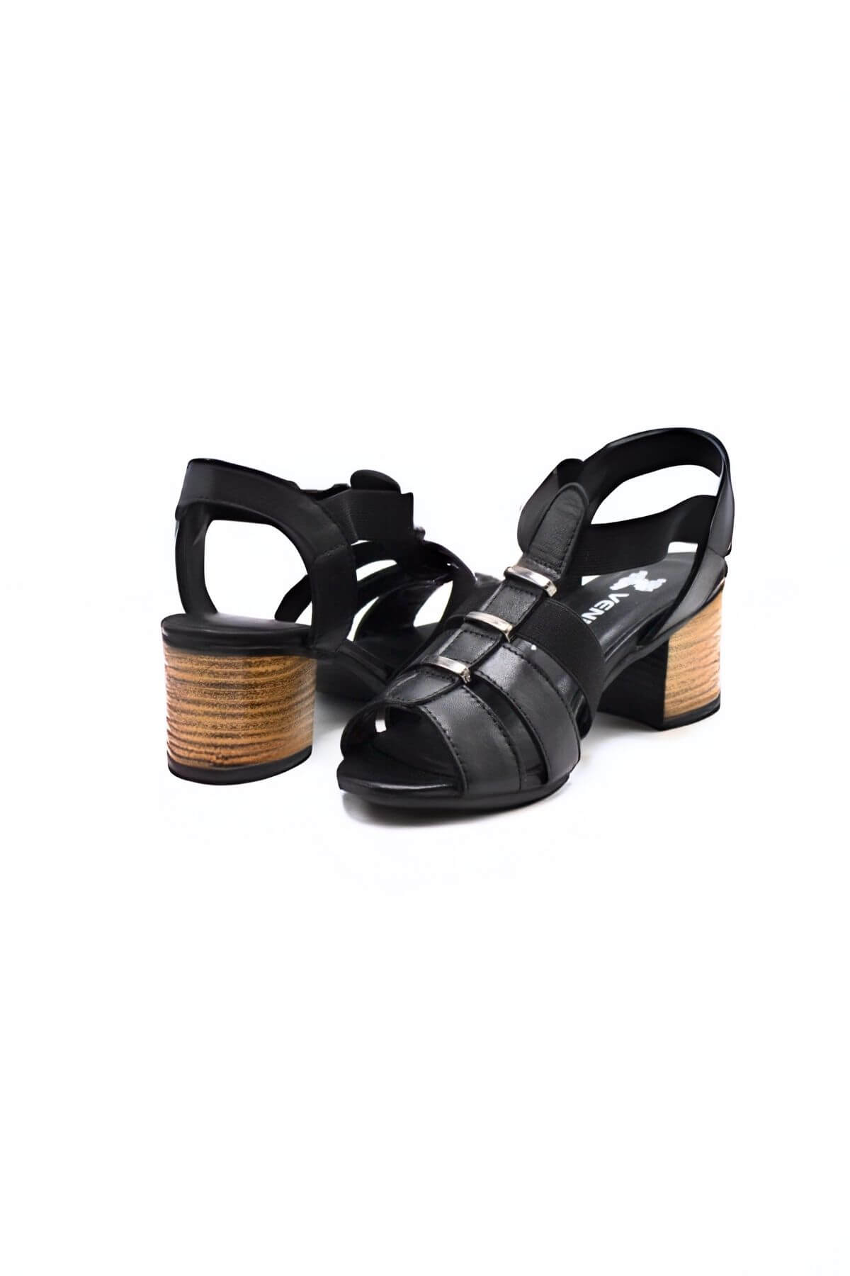 Kadın Yazlık Topuklu Deri Sandalet Siyah 1857227Y - Thumbnail