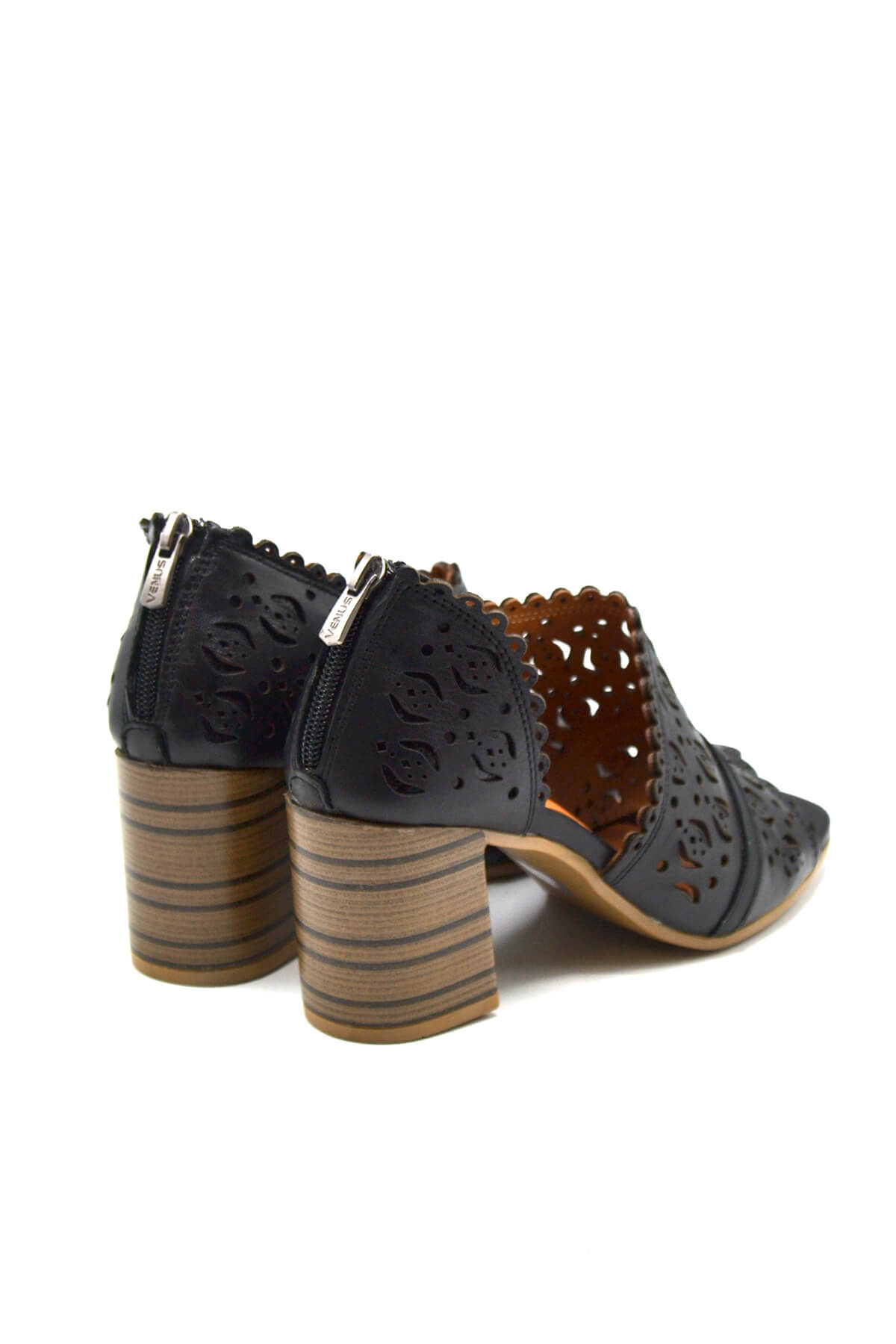 Kadın Yazlık Topuklu Deri Sandalet Siyah 2108511Y
