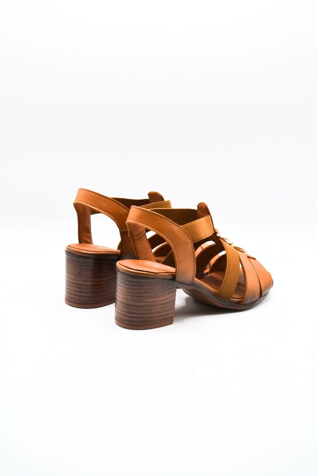 Kadın Yazlık Topuklu Deri Sandalet Taba 1857227Y - Thumbnail