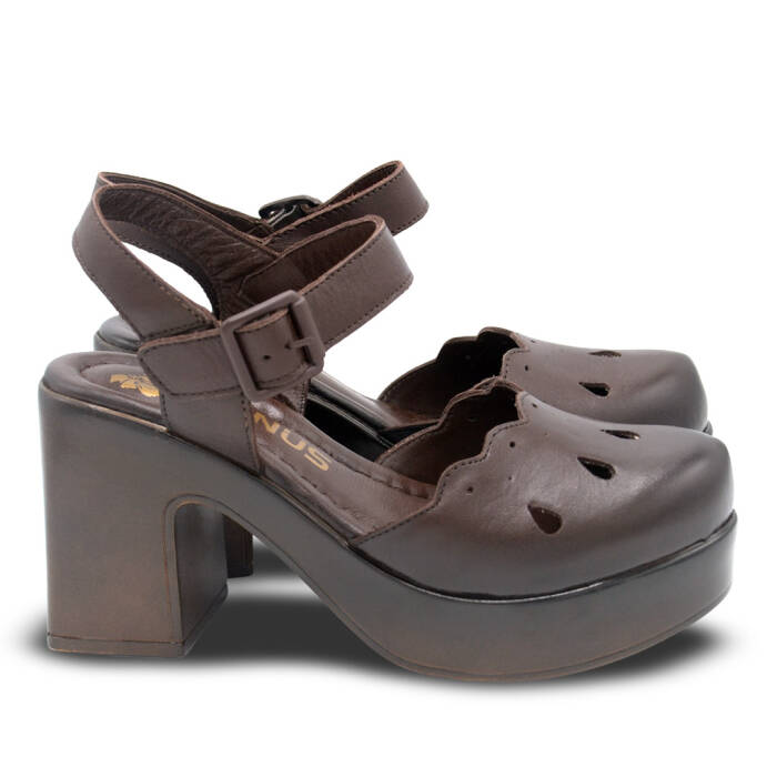 Venüs Deri Kadın Topuklu Sandalet Kahve 2217001Y - 2