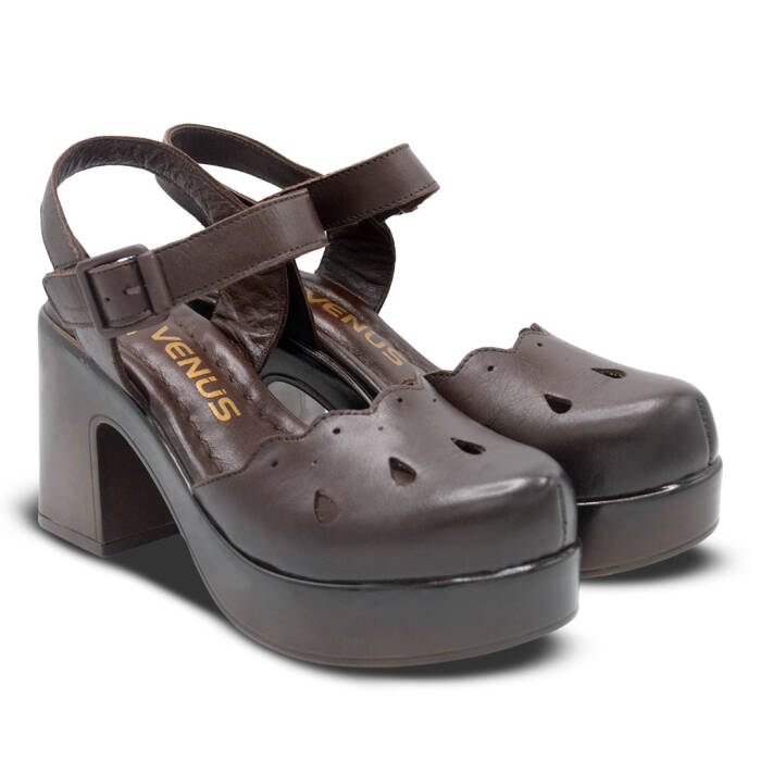 Venüs Deri Kadın Topuklu Sandalet Kahve 2217001Y - 4