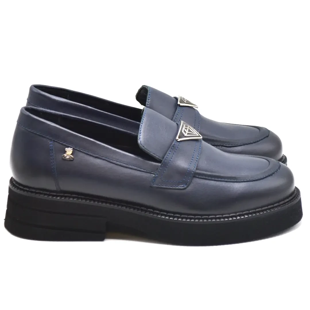 Venüs - Venüs Deri Kadın Loafer Ayakkabı Lacivert 2451350K
