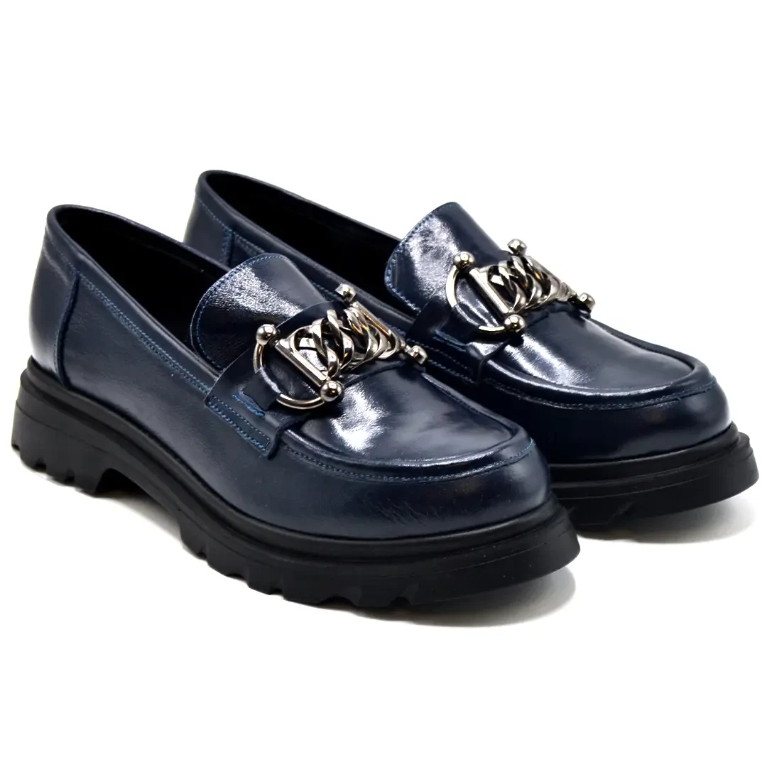 Venüs - Venüs Deri Kadın Rugan Maskülen Ayakkabı Lacivert 24430347K