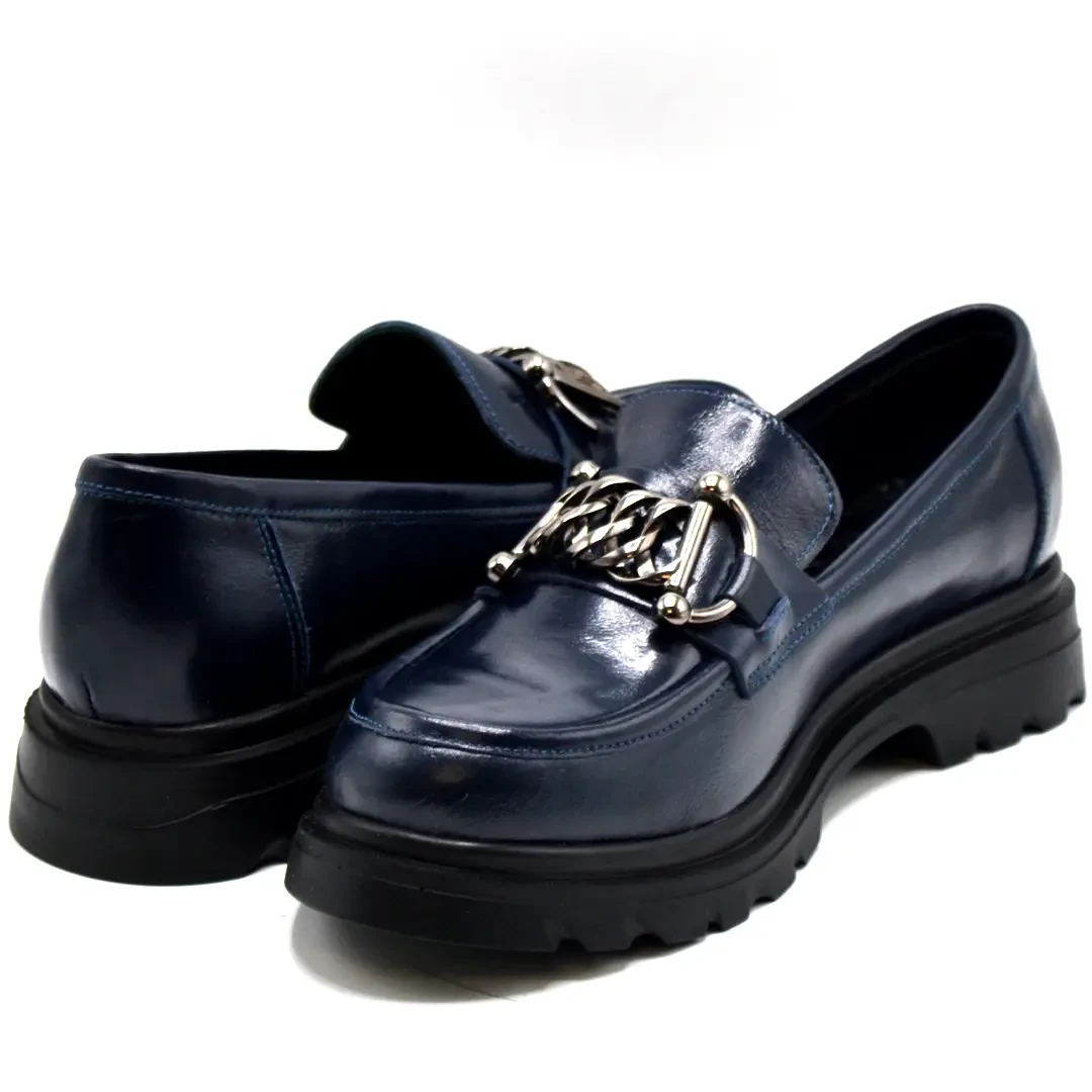 Venüs Deri Kadın Rugan Maskülen Ayakkabı Lacivert 24430347K