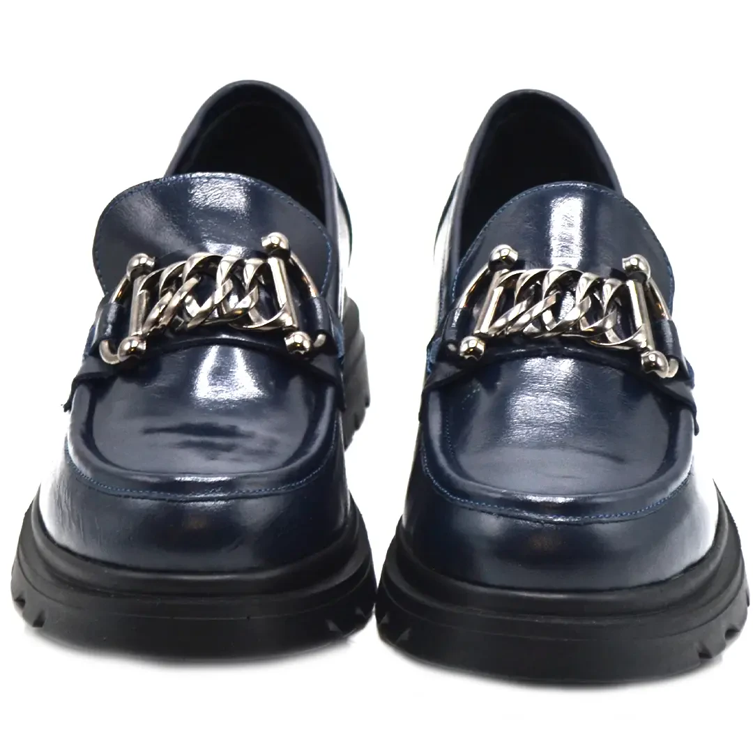 Venüs Deri Kadın Rugan Maskülen Ayakkabı Lacivert 24430347K - Thumbnail