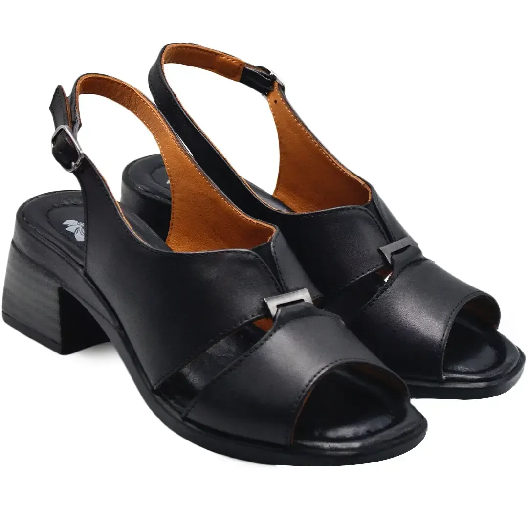 Venüs Deri Kadın Topuklu Sandalet Siyah 2311510Y - 1