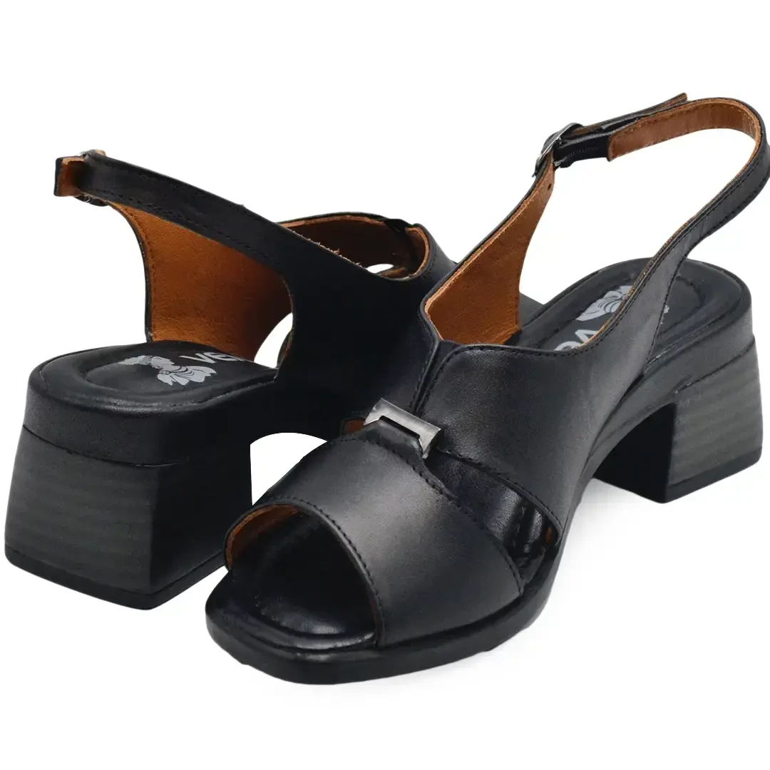 Venüs Deri Kadın Topuklu Sandalet Siyah 2311510Y - 4