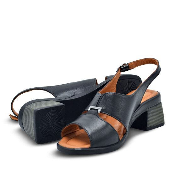 Venüs Deri Kadın Topuklu Sandalet Siyah 2311510Y - 5