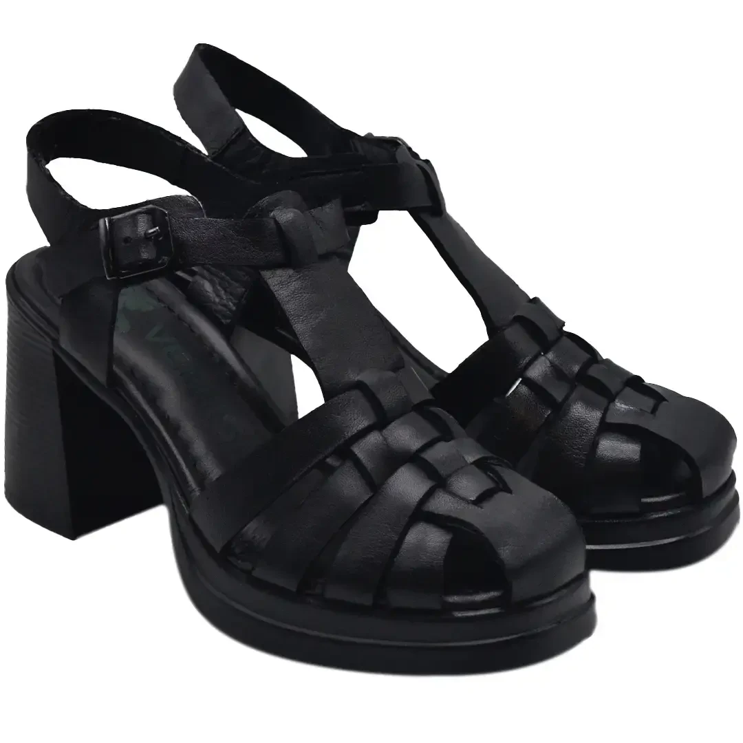 Venüs Deri Kadın Topuklu Sandalet Siyah 2413401Y - 1