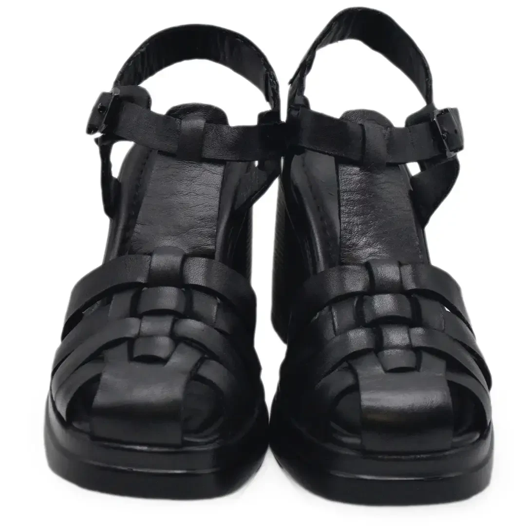 Venüs Deri Kadın Topuklu Sandalet Siyah 2413401Y - 6